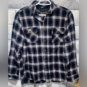 Jachs New York Men’s Plaid Shacket Flannel Black/White Size Large